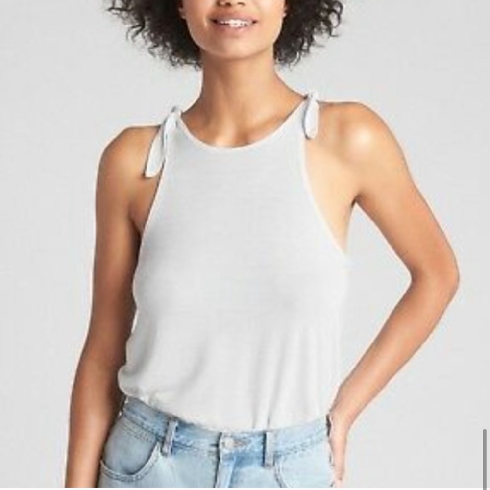 GAP Soft Spun Tie Shoulder Tank Top XS White